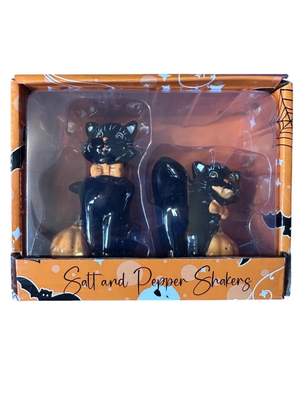 Black Cat Halloween Salt & Pepper Shaker Set Shelly Comiskey Little Village Cera